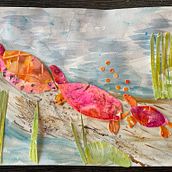 Turtles on a log. Traditional illustration, Sketching, Creativit, Drawing, Watercolor Painting, and Sketchbook project by Patricia Czichos - 08.08.2022