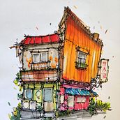 My project for course: Expressive Architectural Sketching with Colored Markers Ein Projekt aus dem Bereich Skizzenentwurf, Zeichnung, Architektonische Illustration, Sketchbook und Illustration mit Tinte von Kenneth Sørensen - 08.08.2022