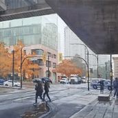 Howe Street in the Rain. Painting, and Fine Arts project by Hilary Rose - 01.06.2022