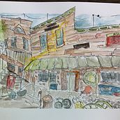 My project for course: Expressive Architectural Sketching with Colored Markers. Een project van  Schetsen,  Tekening,  Architecturale illustratie, Sketchbook y  Illustratie met inkt van Rachel Boutin - 10.08.2022