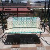 Mi proyecto del curso: Tejido en cordón de PVC Ein Projekt aus dem Bereich H, werk, Möbeldesign und - bau, Innendesign, Dekoration von Innenräumen, Weben, Upc, cling, Weben und Textildesign von Maetzy L. Suárez Pérez - 10.08.2022