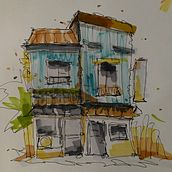 My project for course: Expressive Architectural Sketching with Colored Markers. Sketching, Drawing, Architectural Illustration, Sketchbook & Ink Illustration project by katalin.palasti - 08.11.2022