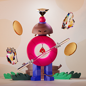 Samurai Girl. 3D, Traditional illustration, Motion Graphics, Design, and Animation project by Kitxune - 07.01.2022