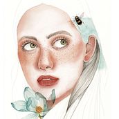 Meu projeto do curso: Retrato ilustrado em aquarela. Een project van Traditionele illustratie,  Beeldende kunst, Schilderij,  Tekening, Aquarelschilderen,  Portrettekening y  Artistieke tekening van karengomesarte - 11.08.2022