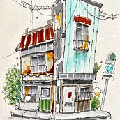 My project for course: Expressive Architectural Sketching with Colored Markers. Un projet de Esquisse , Dessin, Illustration architecturale, Carnet de croquis et Illustration à l'encre de sharisarachan - 11.08.2022