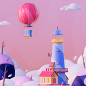 Mon projet du cours : Modélisation d'un monde 3D coloré sur Cinema 4D et Redshift. Un progetto di 3D, Illustrazione digitale, Modellazione 3D e Progettazione 3D di Ben Hgd - 12.08.2022