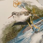 Embroidery through Digital watercolor paper. Traditional illustration project by audreykyoko - 08.13.2022