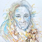 Mi proyecto del curso: Retrato experimental con tinta, alcohol y té Ein Projekt aus dem Bereich Bildende Künste, Malerei, Zeichnung und Illustration mit Tinte von Maria Del Prado Guijarro - 02.09.2022