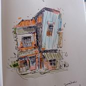 Mi proyecto del curso: Dibujo arquitectónico expresivo con marcadores de colores. Un progetto di Bozzetti, Disegno, Illustrazione architettonica, Sketchbook e Illustrazione con inchiostro di Elena Madalena - 13.08.2022