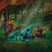 LA EMBOSCADA DE CAPERUCITA AL LOBO FEROZ. Un proyecto de Ilustración tradicional, Dirección de arte, Pintura, Dibujo y Pintura digital de Andrés Arboleda - 15.08.2022