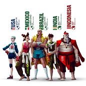 World Fighters Ein Projekt aus dem Bereich Traditionelle Illustration, Design von Figuren und Kunstleitung von Andrés Moncayo - 18.03.2020