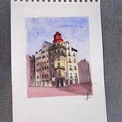 Sombrero de copa rojo. Sketching, Drawing, Watercolor Painting, Architectural Illustration, Sketchbook & Ink Illustration project by anabelcasimiro6b - 08.16.2022