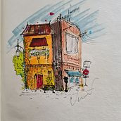 Mon projet du cours : Esquisses d'architecture expressives aux feutres de couleur. Sketching, Drawing, Architectural Illustration, Sketchbook & Ink Illustration project by vincent51200 - 08.16.2022