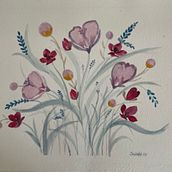 My project for course: Floral Arrangement Illustration in Watercolor. Projekt z dziedziny Trad, c, jna ilustracja,  Sztuki piękne,  Malarstwo, Malowanie akwarelą, R, sunek botaniczn, Ilustracja naturalist i czna użytkownika Sadako Nelson - 14.08.2022