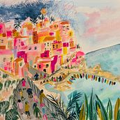 Manarola, cinque terre. Ilustração tradicional, Esboçado, Desenho, Ilustração arquitetônica, Sketchbook, e Pintura guache projeto de marie_skaya - 18.08.2022