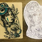 Mi proyecto del curso: Técnicas de color para tatuajes. Traditional illustration, Drawing, Digital Illustration, Tattoo Design, Digital Drawing, and Design project by Alicia Núñez - 08.10.2022