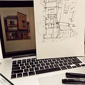 My project for course: Expressive Architectural Sketching with Colored Markers. Sketching, Drawing, Architectural Illustration, Sketchbook & Ink Illustration project by Алла Ильина - 08.19.2022