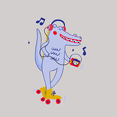 alligator roller. Traditional illustration, Character Design, Character Animation, 2D Animation, Digital Illustration, Digital Drawing, and Animated Illustration project by Alê Marques - 07.31.2022