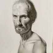 man in charcoal and graphite. Realistic Drawing project by Chris Scanlan - 08.22.2022