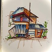 My project for course: Expressive Architectural Sketching with Colored Markers. Sketching, Drawing, Architectural Illustration, Sketchbook & Ink Illustration project by Kim - 08.22.2022