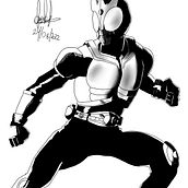 Mi proyecto del curso: Técnicas de entintado para cómic e ilustración/ Kamen Rider Kuuga. Traditional illustration, Fine Arts, Painting, Comic & Ink Illustration project by Alvaro Lobos - 08.24.2022