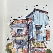 My project for course: Expressive Architectural Sketching with Colored Markers. Sketching, Drawing, Architectural Illustration, Sketchbook & Ink Illustration project by jaengjub - 08.25.2022