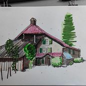 Mon projet du cours : Esquisses d'architecture expressives aux feutres de couleur. Sketching, Drawing, Architectural Illustration, Sketchbook & Ink Illustration project by Jean-Claude Allinger - 08.26.2022