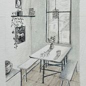 Mon projet du cours : Art de la perspective : appropriez-vous les espaces intérieurs . Een project van Traditionele illustratie, Architectuur,  Tekening y  Architecturale illustratie van Lole E - 24.08.2022