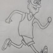 The old man is an athlete. Cheerful, ambitious, determined.. Traditional illustration project by Yliia Honcharova - 08.24.2022