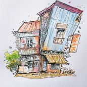 Mi proyecto: "Dibujo arquitectónico expresivo con marcadores de colores", con @housesketcher. Un proyecto de Bocetado, Dibujo, Ilustración arquitectónica, Sketchbook e Ilustración con tinta de Yago Carreira - 28.08.2022