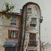Hi folks, second attempt here, harder than I thought. Ancinet Tower of my village Giaveno, Italy. Een project van  Schetsen,  Tekening,  Architecturale illustratie, Sketchbook y  Illustratie met inkt van Mauro Corso - 30.08.2022