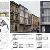 Projekt zabudowy plombowej przy ul. Czarnowiejskiej 17 w Krakowie. Een project van Architectuur van Klaudia Krajewska - 31.08.2022