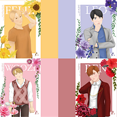Flower Boys. Traditional illustration, and Design project by Aline Midori Mistuoka - 08.11.2021