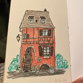 Another Quirky House . Traditional illustration, Architecture, Sketching, Sketchbook, and Drawing project by Katie Cannon - 09.02.2022