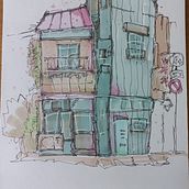 My project for course: Expressive Architectural Sketching with Colored Markers. Sketching, Drawing, Architectural Illustration, Sketchbook & Ink Illustration project by Andrey Osipets - 09.03.2022