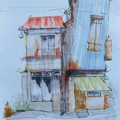 Première esquisse d'architecture d'après le cours de Albert Kiefer. @housesketcher. Un progetto di Disegno di Cécile Kaisse - 03.09.2022