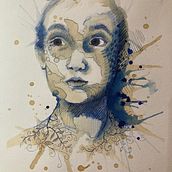 My project for course: Experimental Portraiture with Ink, Tea and Alcohol. Un progetto di Belle arti, Pittura, Disegno e Illustrazione con inchiostro di Andrea Šeligová - 04.09.2022