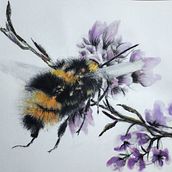 "Mr. Monster Bee" - My project for course: Illustrating the Natural World with Watercolor and Charcoal . % janh2150 tarafından hazırlanan Geleneksel illüstras, on, Tablo, Doğalcı İllüstras, on, Ve Çizim projesi - 09.01.2022