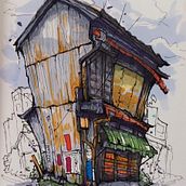 My project for course: Expressive Architectural Sketching with Colored Markers. Esboçado, Desenho, Ilustração arquitetônica, Sketchbook e Ilustração com tinta projeto de Anna Marcano - 04.09.2022