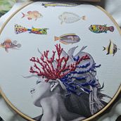 Il mio progetto del corso: Ricamo avanzato su transfer fotografico a colori . Un progetto di Collage, Stampa, Ricamo, DIY e Textile Design di arabicbeat - 05.09.2022