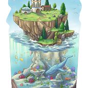"Little World" - creative landscape. Traditional illustration, Children's Illustration, Comic, Digital Illustration, Digital Drawing, Digital Painting, Concept Art, and Video Games project by Adrian Sonnberger - 09.05.2022