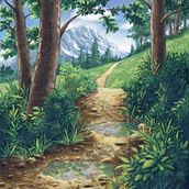 "Path through the woods". Traditional illustration, Children's Illustration, Creativit, Comic, Digital Illustration, Digital Drawing, Digital Painting, and Concept Art project by Adrian Sonnberger - 09.05.2022