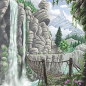 "Eine Brücke über den Fluss" - Landscape-Study. Traditional illustration, Children's Illustration, Creativit, Concept Art, Digital Illustration, Digital Drawing, Digital Painting, and Comic project by Adrian Sonnberger - 09.05.2022