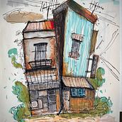 My project for course: Expressive Architectural Sketching with Colored Markers. Sketching, Drawing, Architectural Illustration, Sketchbook & Ink Illustration project by Sigitas Meilus - 09.05.2022