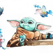 Baby Yoda Ein Projekt aus dem Bereich Traditionelle Illustration, Design, Bildende Künste, Zeichnung, Kreativität, Aquarellmalerei, Artistische Zeichnung, Porträtzeichnung und DIY von Claudia Acosta García - 23.05.2022