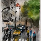 Il mio progetto del corso: Paesaggi urbani ad acquerello. Un proyecto de Bellas Artes, Pintura a la acuarela e Ilustración arquitectónica de Melania Salvi - 05.09.2022