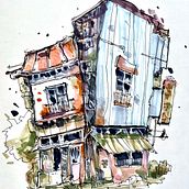My project for course: Expressive Architectural Sketching with Colored Markers. Sketching, Drawing, Architectural Illustration, Sketchbook & Ink Illustration project by dculvez1 - 09.06.2022