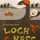 Greetings from Loch Ness. Digital Illustration, and Traditional illustration project by Darby - 09.02.2022