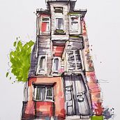 My project for course: Expressive Architectural Sketching with Colored Markers. Sketching, Drawing, Architectural Illustration, Sketchbook & Ink Illustration project by hankidoriday - 09.06.2022