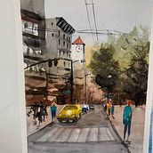 Mein Kursprojekt: Stadtlandschaften in Aquarell. Fine Arts, Watercolor Painting, and Architectural Illustration project by Martina Trost - 09.06.2022